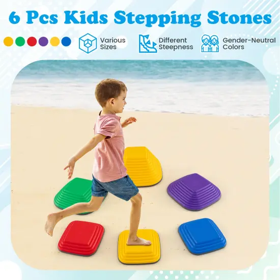 6-Piece Kids Stepping Stone Set for Balance and Motor Skill Development with Non-Slip {4}