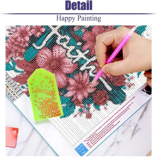 Religious Diamond Art Kits for Adults, Cross Flower Diamond Painting, Diamond Painting Kits for Adults Beginners, Diamond Art Kits Gem Art Home Wall Decor 11.8x11.8Inch {3}