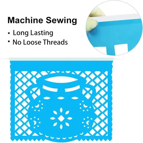 6 Packs Mexican Banners 132 Ft(22ft x 6) Papel Picado Banner, Large Plastic Mexican Fiesta Banners Cinco de Mayo Party Fiesta Decorations Mexican Themed Birthday Party Supplies 12 Patterns with String {4}