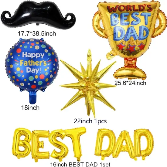 133Pcs Fathers Day Balloons Decorations Garland Arch Kit Include Happy Fathers Day Balloons, BEST DAD Foil Mylar Balloons, Happy Father's Day Party Decoration Supplies {3}