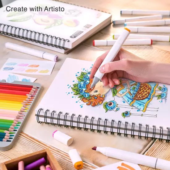 Premium Mixed Media Sketchbooks: Pack of 2 (120 Sheets), 9x12 inches, 160 GSM, Spiral Bound Sketch Pads, Suitable for a Variety of Wet and Dry Media, Ideal for All Artists {5}