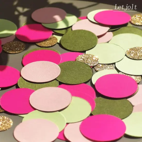 Pink Confetti Glitter Party Table Decorations Confetti Hawaii Girls Party Supplies Golden Green Scatter Paper Craft for Birthday Bridal Baby Shower Wedding Gift Circle Dots Decor 100 Pcs {4}