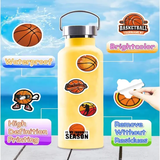 120 Pcs Basketball Stickers Cute Basketball Sticker Waterproof Vinyl Sticke for Water Bottles Laptop Skateboard Luggage Computer Stickes for Teens Girls Kids {5}