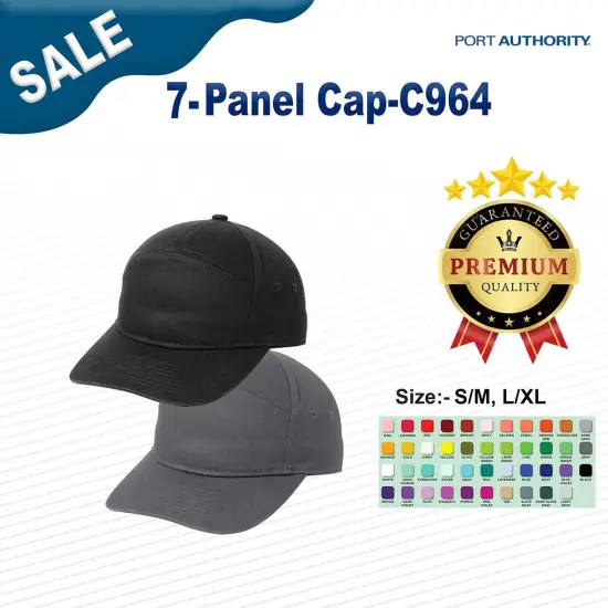 Port Authority&reg; 7-Panel Cap Heather Grey {3}