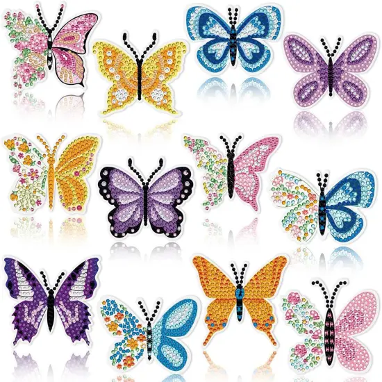 12 Pack Butterfly Diamond Painting Greeting Card Kits Spring Diamond Art Cards with Envelopes Flower Butterflies Shaped 5D Rhinestones Painting Kit for Adults DIY Crafts Friend Birthday Gifts {1}