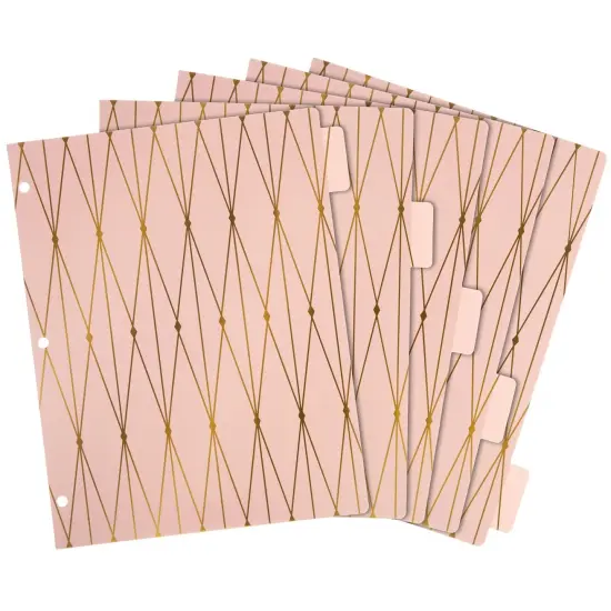 6 Sets of 5 Tab Dividers for 3 Ring Binders, 30 Total Bulk Dividers for Office, School Supplies (Pink, Black, 8.5 x 11 In) {6}