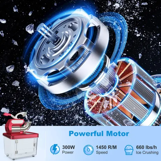 10 Gallon Storage Ice Crusher with Stainless Steel Dual Blades and Waterproof Safety Switch Red {3}