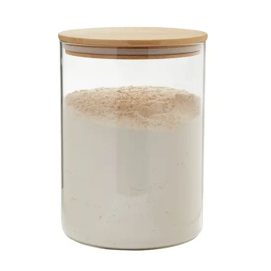 2 Pack Large Bamboo Glass Storage Containers with Lids, 6 x 8.25 Inches, 100 Oz Glass Jars, Pantry Storage Containers Clear {7}