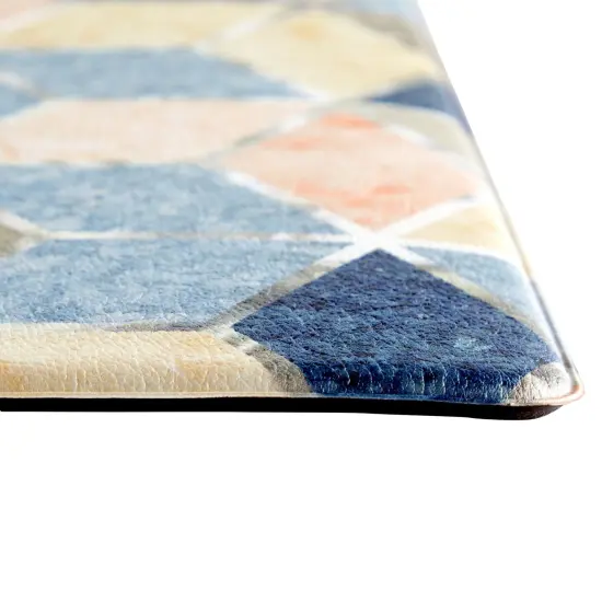 Set of 2 Anti Fatigue Kitchen Floor Mats, Non Slip Cushioned Rug and Runner (Diamond Print) Blue {5}