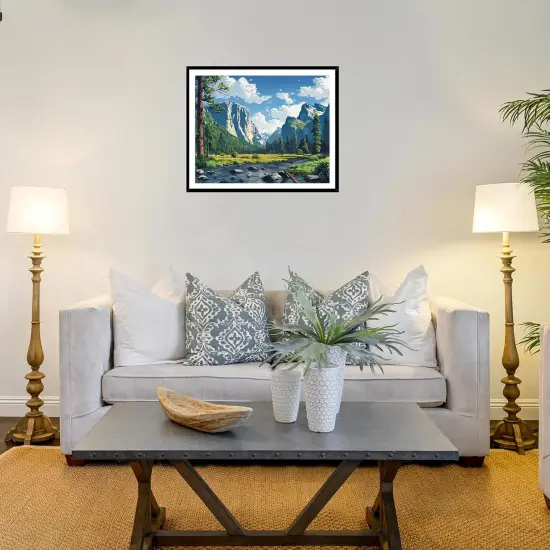 Yosemite National Park Paint by Numbers for Adults, Mountains Landscape Paint by Number Kits, Forest River Fir DIY Oil Painting for Gift Home Decor(16X20inches, No Frame) {3}