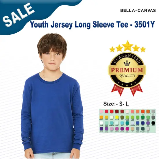 BELLA + CANVAS&reg; Youth Jersey Long Sleeve Tee - 3501Y White {2}