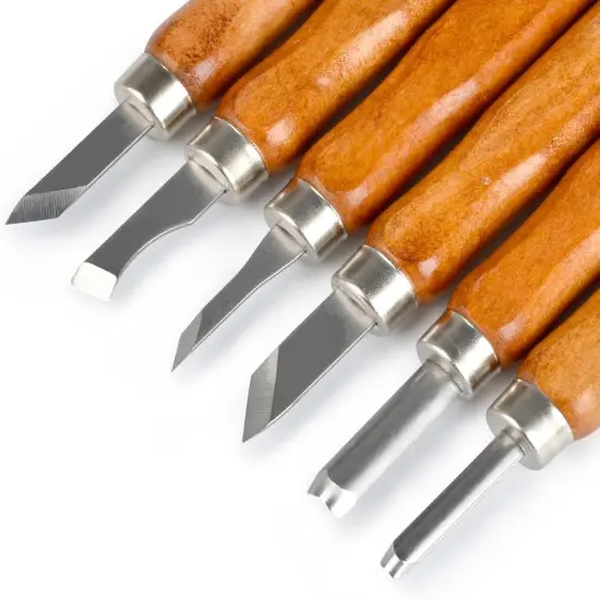 17Pack Small Wood Carving Set, 12pcs Wood Carving Tools SK2 Carbon Steel + 4pcs Whetstone + 1pcs Storage Case for Beginners DIY Woodworking Sculpting Whittling with Safety Cap {5}
