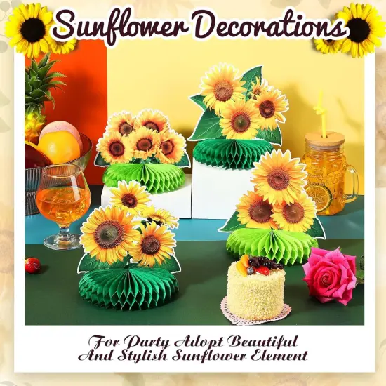 8 Pieces Sunflower Party Honeycomb Centerpieces {4}
