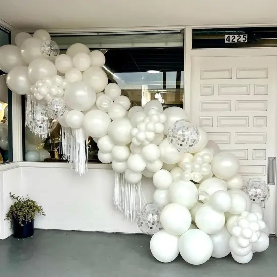 White Balloons, 12 Inch White Latex Balloons Matte White Helium Balloons with Silver Confetti Balloons for Boho Birthday Baby Shower Wedding Valentine&rsquo;s Day Party Decoration {3}