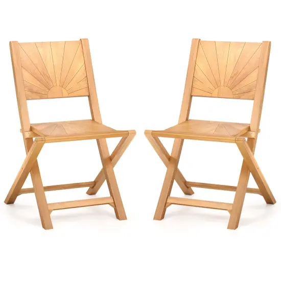 Natural 2 Pieces Folding Patio Chairs with Inclined Backrest Ideal for Outdoor Use {1}