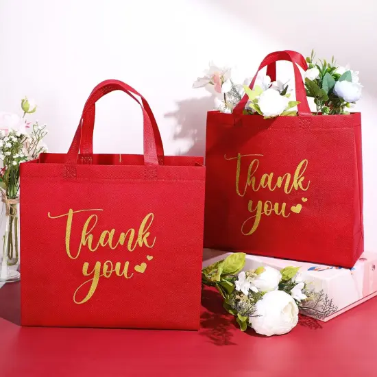30-Pieces Reusable Thank You Gift Bags with Handles Red {1}
