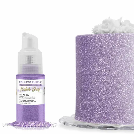 Bakell - Pollipop Purple Tinker Dust Edible Glitter (25g, 1x Spray Pump) for Food, Desserts, and Beverages! {1}