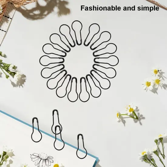 1000pcs Metal Safety Pins, Gourd/Bulb/Calabash/Bead Designs with Clothing Tag Fasteners for DIY Sewing/Craft/Home Decor (Black) {5}