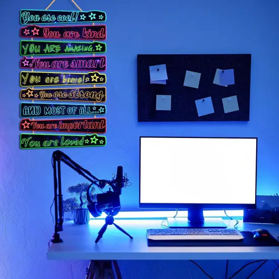 Gaming Wall Decor Game Room Wood Art Sign for Boys Room Decoration You Are Quotes Sign Neon Inspirational Wall Sign Gamer Hanging Plaque for Kids Gift Bedroom Playroom Teen Boy Gifts Wall Decor {5}