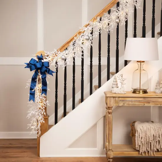 Northlight Pre-Lit Flocked Twig Artificial Christmas Garland - 9' x 14" - LED Warm White Lights {1}