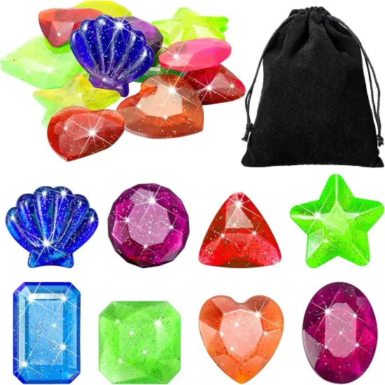 16 Pieces Dive Gem Pool Toys Sinking Dive Crystals Summer Underwater Toys Colorful Jewels Swim Precious Swimming Plastic Gems for Kids Toddlers Bath Water Games(Mixed Style) {1}