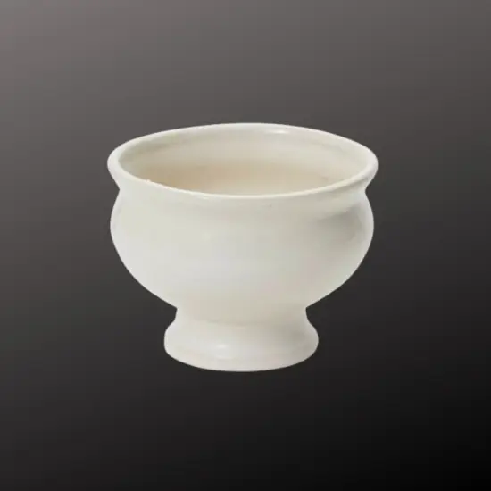 White Ceramic Compote Bowl &ndash; Pedestal Vase for Flowers-55216-00 {2}