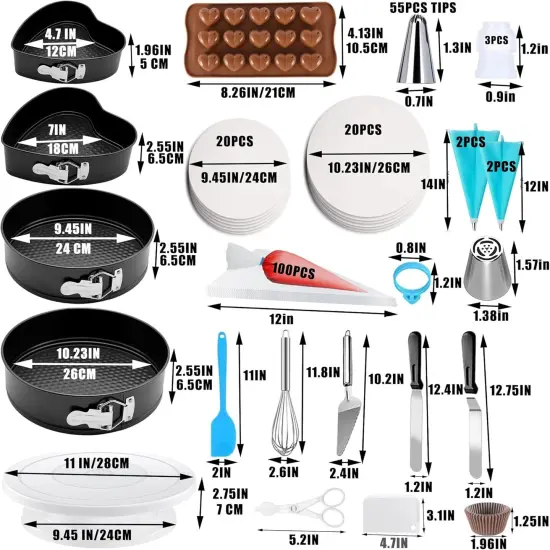 540PCS Cake Decorating Kit - Baking Supplies with 4 Springform Pans, Rotating Turntable, Decorating Tools, Cake Baking Supplies Set for Beginners {2}