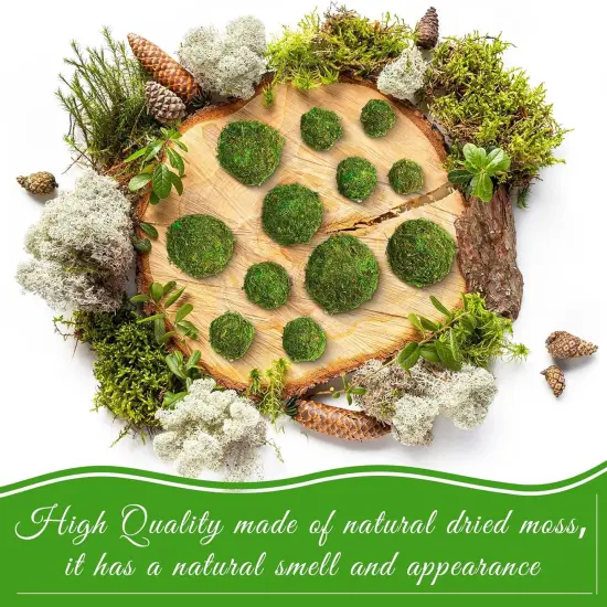 Moss Decorative Ball Natural Green, Handmade Moss Ball Spheres, Vase Fillers for Christmas Garden Home Wedding Party Decoration {2}