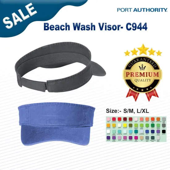 Port Authority&reg; Beach Wash Visor Denim Blue {3}