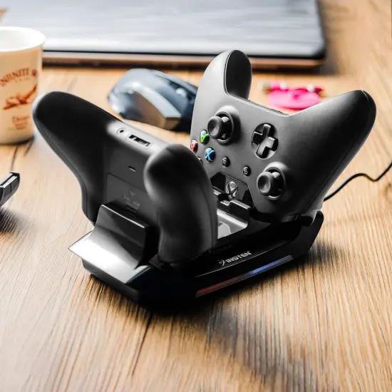 Insten Xbox One Controller Charging Station Stand with 2 Rechargeable Battery Pack Charger Dock and USB Cable for Xbox One / Xbox One S / One Elite / Xbox One X Black {7}