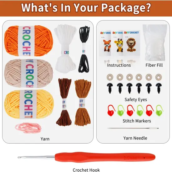 Crochet Kit for Beginners Crochet Animal Kit Crafts for Adults with Step by Step Video Tutorial Hobbies for Women Crochet kit Crochet Animals Beginner Crochet kit DIY Knitting Supplies {2}