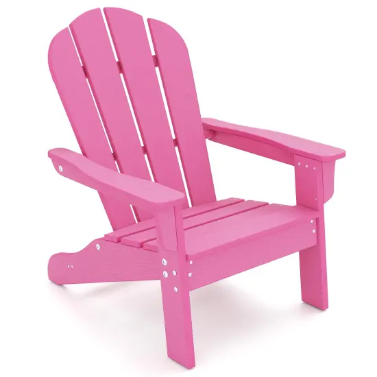 HDPE Kid's Adirondack Chair with High Backrest and Armrests Perfect Use for All Seasons Pink {3}
