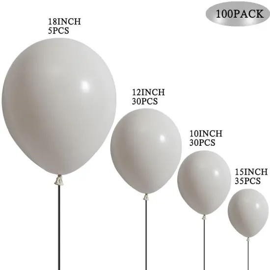 White Latex Balloons 100 pcs Matte White Balloons Different Sizes 18 12 10 5 Inch Round Helium Balloons for White Themed Wedding Graduation Birthday Party Backdrop Decorations {3}