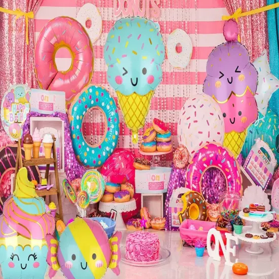 Ice Cream Balloons Donut Candy Themed Baby Shower Kids Sweet Summer Birthday Party Decor 9 Pcs {5}