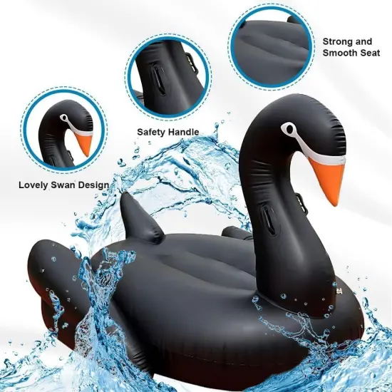 Giant Pool Float Adult Heavy Duty 70" Black Swan Pool Floaties for Adults Swimming Pool Lounger Float Pool Chair Float for Pool Games Beach Party Outdoor Water Play {3}