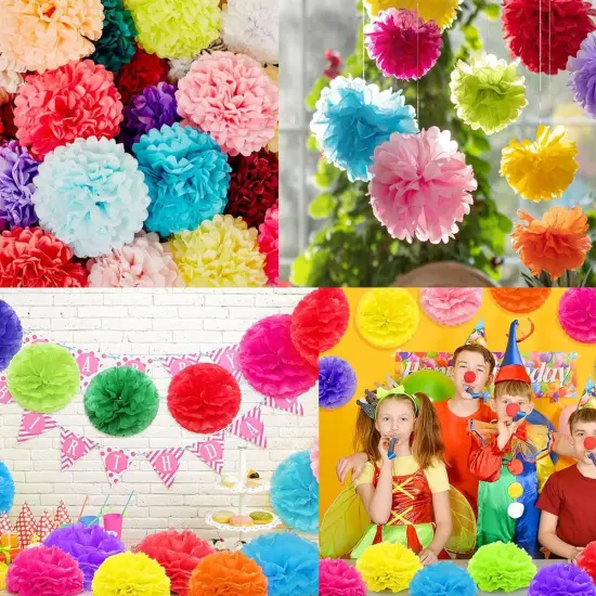 12pcs 8in 10in Green Paper Pom Poms Tissue Paper Flower Hanging Paper Flower Balls Wedding Party Flower Decorations DIY Art Craft Blooms for Birthday Baby Shower Nursery Decor {2}