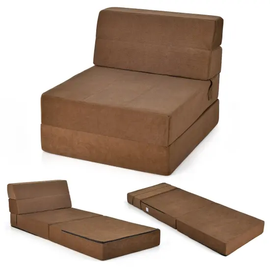 Flocking Sofa Bed Mattress with Sponge Filling and Magic Stick Brown {8}