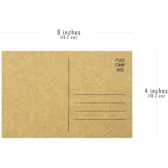 Set of 50 Brown Kraft Paper Blank Cardstock Postcards Pack - Self Mailer Mailing Side Postcards Bulk 50 Pack Postage Saver - 4 x 6 Inches {6}