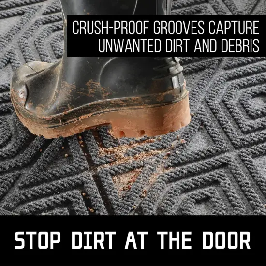 Door Mat, Outdoor Indoor Entrance Welcome Mat, Heavy Duty Entry Front Doormat, Stain & Fade Resistant, Low Profile, Sturdy Rubber, Easy Clean Patio, Waterproof, 29.5 x 17, Gray {3}