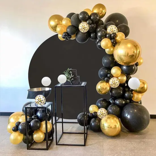 0pcs 12 Inches Black Gold Confetti Balloons Kit, Metallic Gold and Black White Party Balloons with Ribbons for Birthday, Baby Shower, Graduation, New Year Decorations {4}