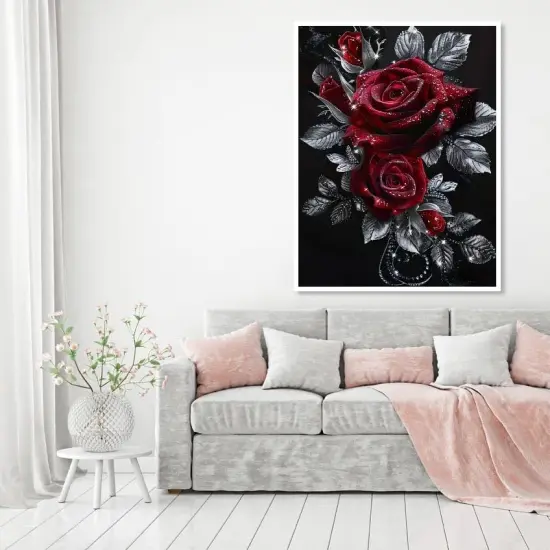 Rose Diamond Painting Kits for Adults,Rose Flower Diamond Art Kits for Beginners,Roses Gem Art Kits for Adults for Home Wall Decor 16x12inch Floral {2}