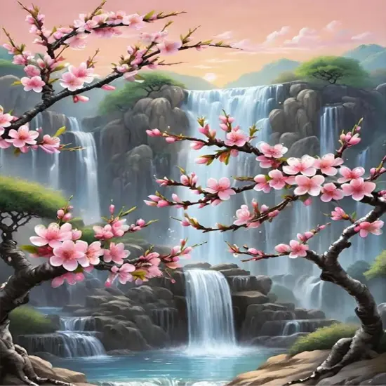 Waterfall Paint by Numbers Kit for Adults-Flowers Adult Paint by Number Kits on Canvas,Landscape Painting by Number Adult for Gift Home Wall Decor(16x20inch) {1}