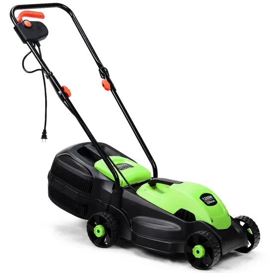 14 Inch Green Electric Push Lawn Corded Mower with 3 Level Adjustable Cutting Height {1}
