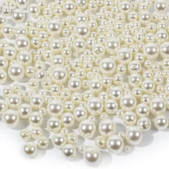 800pcs Ivory Pearl Craft Beads Loose Pearls for Jewelry Making, Crafts, Decoration and Vase Filler (Assorted Sizes) {5}