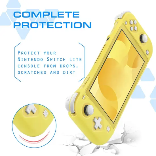 Protective Silicone Case for Switch Lite, Insten Soft Skin Rubber Gel Full Body Grip Cover [Shockproof Anti-Scratch Non-Slip] Compatible with Nintendo Switch Lite 2019 Console, Yellow {2}