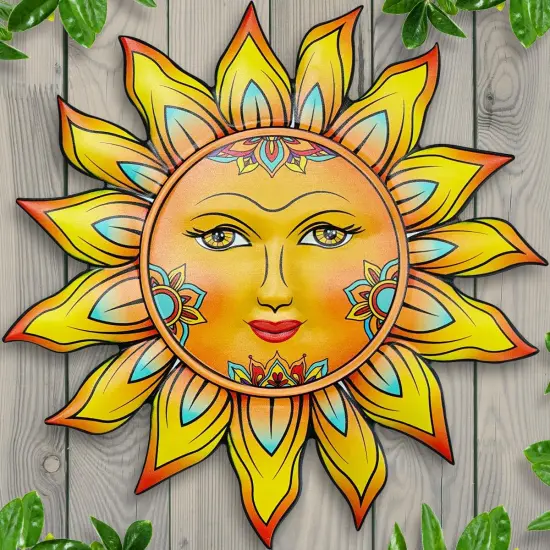 Summer Metal Sun Flower Wall Decor,13inches Sun Wall Art Hanging Decoration for Indoor and Outdoor, Garden Farmhouse Yard Patio Fence Living Room Bedroom Decor {1}