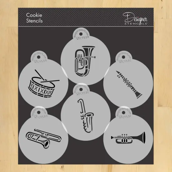 Marching Band Instruments Cookie Stencil | C953 by Designer Stencils | Cookie Decorating Tools | {1}
