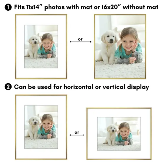 Americanflat Aluminum Picture Frame with Mat - Metal Photo Frame - Black Metal Molding Frame - Shatter Resistant Glass - Hanging Hardware {4}