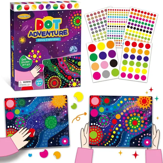 Dot Sticker Art Kit for Kids, Create Stunning Galaxy Patterns with Dot Stickers, Includes Inspiration Guide, Craft Kits, Art Activities for Kids, Gifts for Boys and Girls {1}