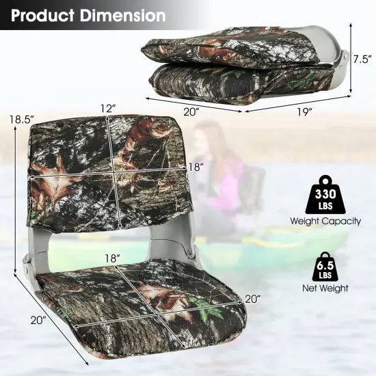 Camouflage Folding Boat Seat with High-Density Padding and Removable Oxford Fabric {4}
